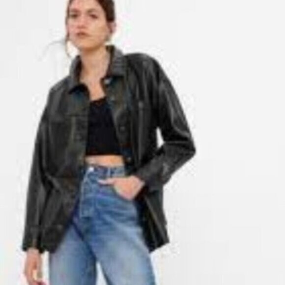 Gap Faux Leather Shacket - NEW - Picture 2 of 4